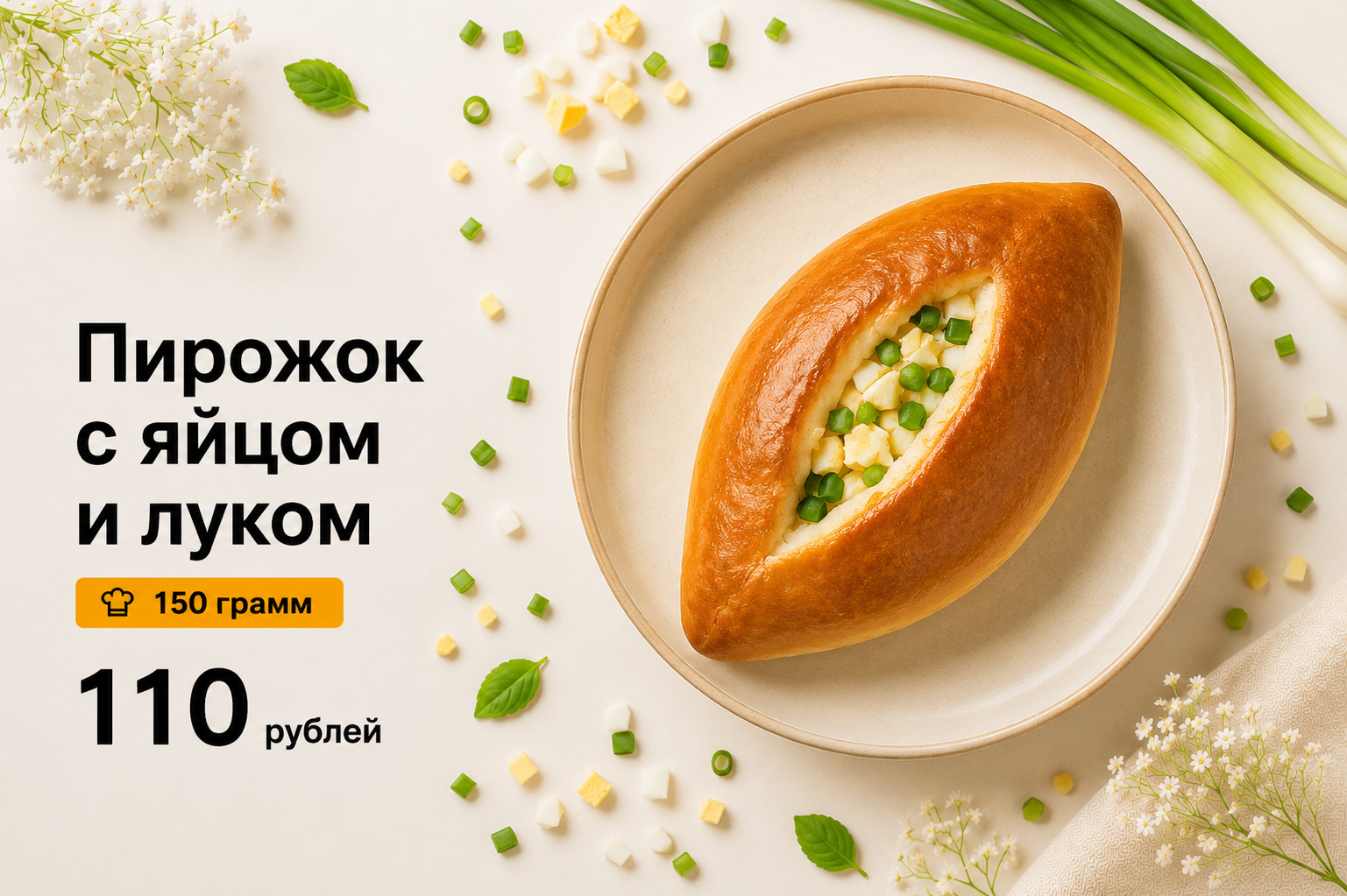 Пирожок с яйцом и луком